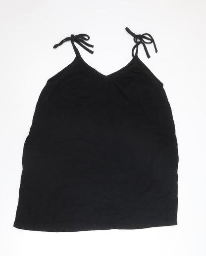 Old Navy Womens Black Cotton Tank Dress Size M V-Neck Tie