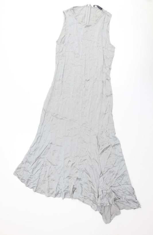 Limited Edition Womens Silver Viscose A-Line Size 6 Round Neck Zip