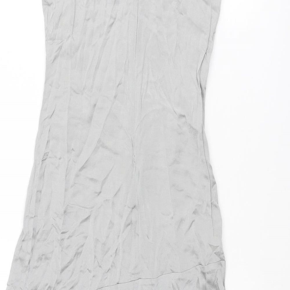 Limited Edition Womens Silver Viscose A-Line Size 6 Round Neck Zip