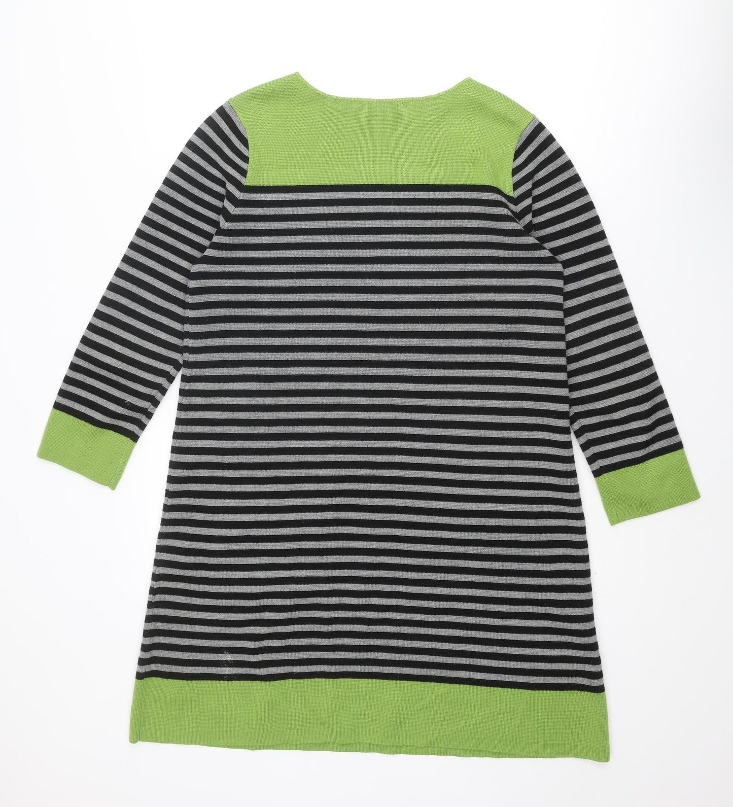 Dickens & Jones Womens Multicoloured Striped Acrylic Jumper Dress Size 14 Boat Neck Pullover