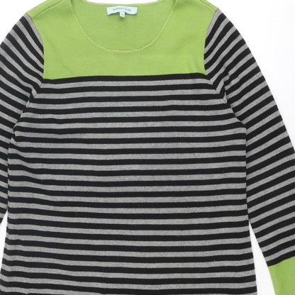 Dickens & Jones Womens Multicoloured Striped Acrylic Jumper Dress Size 14 Boat Neck Pullover