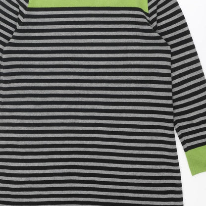 Dickens & Jones Womens Multicoloured Striped Acrylic Jumper Dress Size 14 Boat Neck Pullover