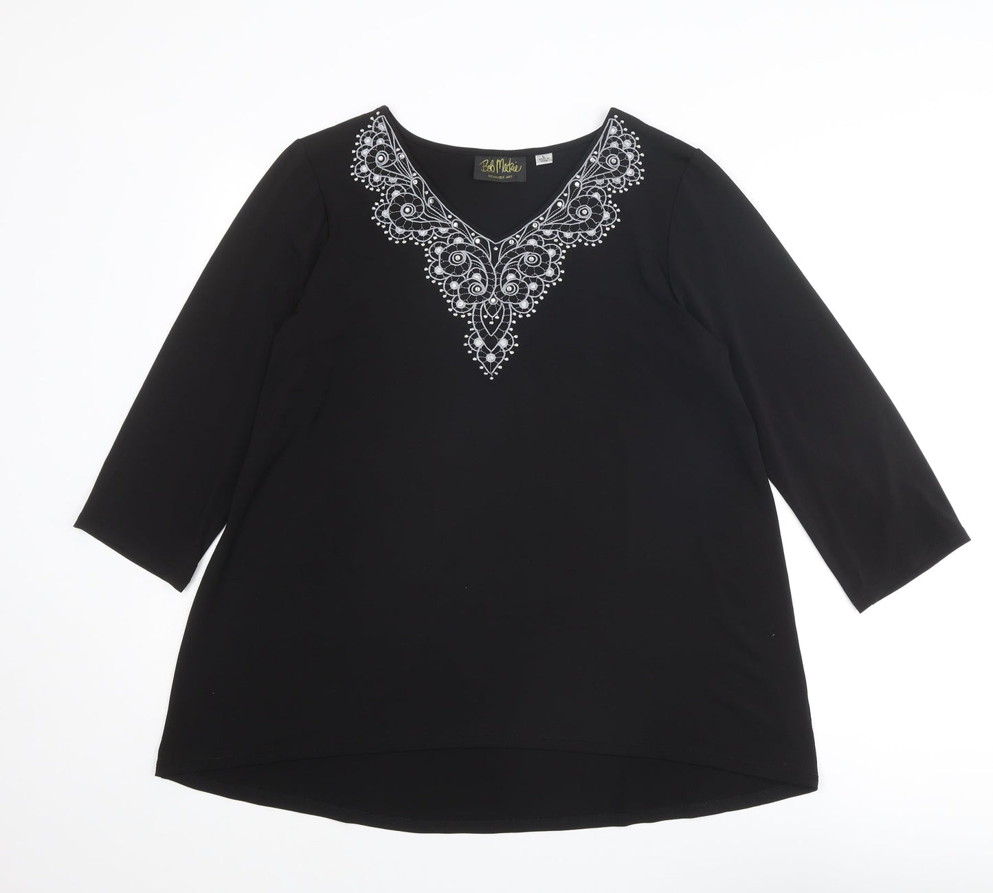 Womens UK Size L Bob Mackie Black Basic T-Shirt