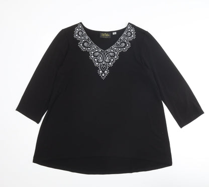 Womens UK Size L Bob Mackie Black Basic T-Shirt