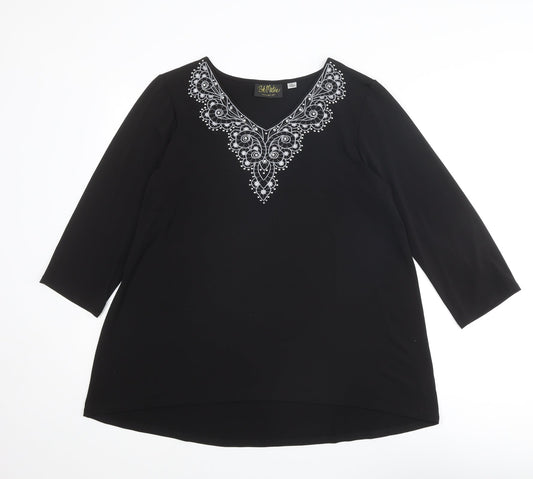 Womens UK Size L Bob Mackie Black Basic T-Shirt