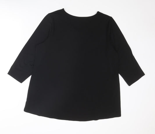 Womens UK Size L Bob Mackie Black Basic T-Shirt