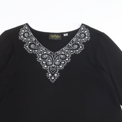 Womens UK Size L Bob Mackie Black Basic T-Shirt