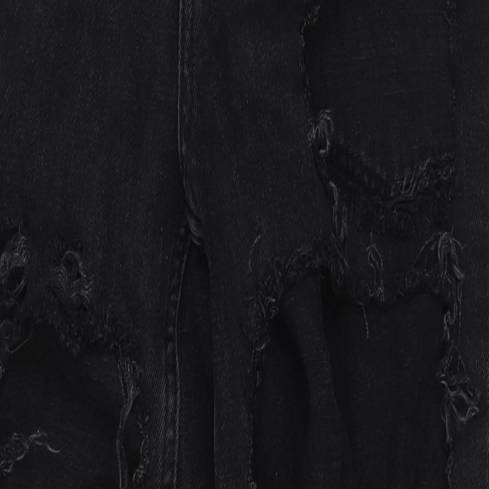 Topshop Womens Black Cotton Tapered Jeans Size 28 in L30 in Regular Zip