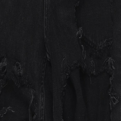 Topshop Womens Black Cotton Tapered Jeans Size 28 in L30 in Regular Zip