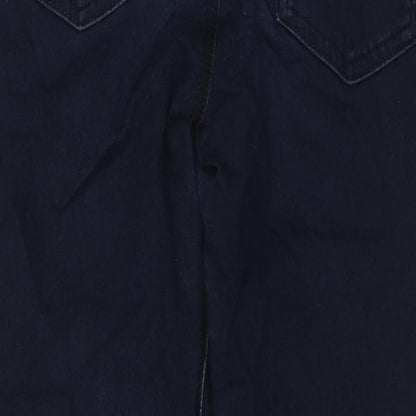 Marks and Spencer Womens Blue Cotton Straight Jeans Size 8 L21 in Regular Zip
