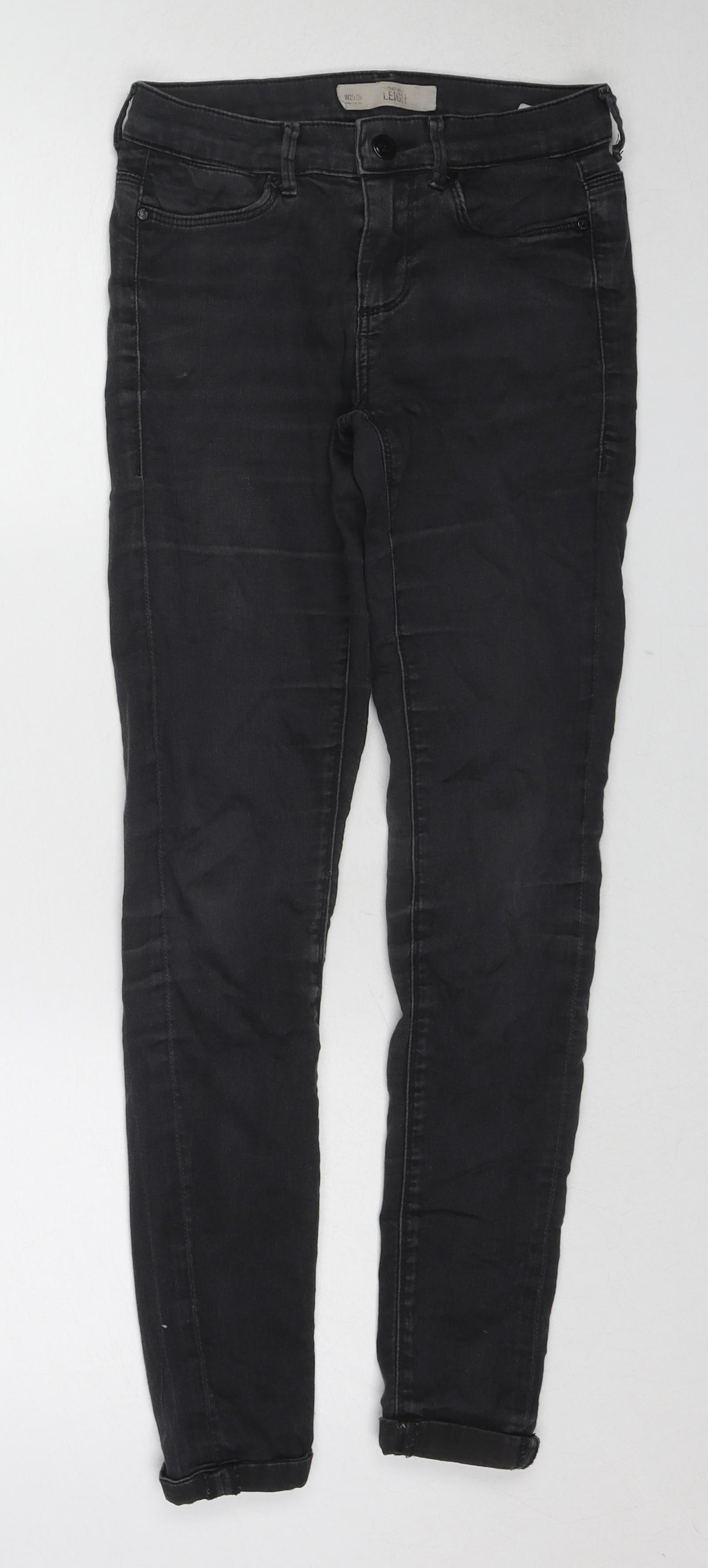 Topshop Womens Black Cotton Skinny Jeans Size 25 in L30 in Regular Zip