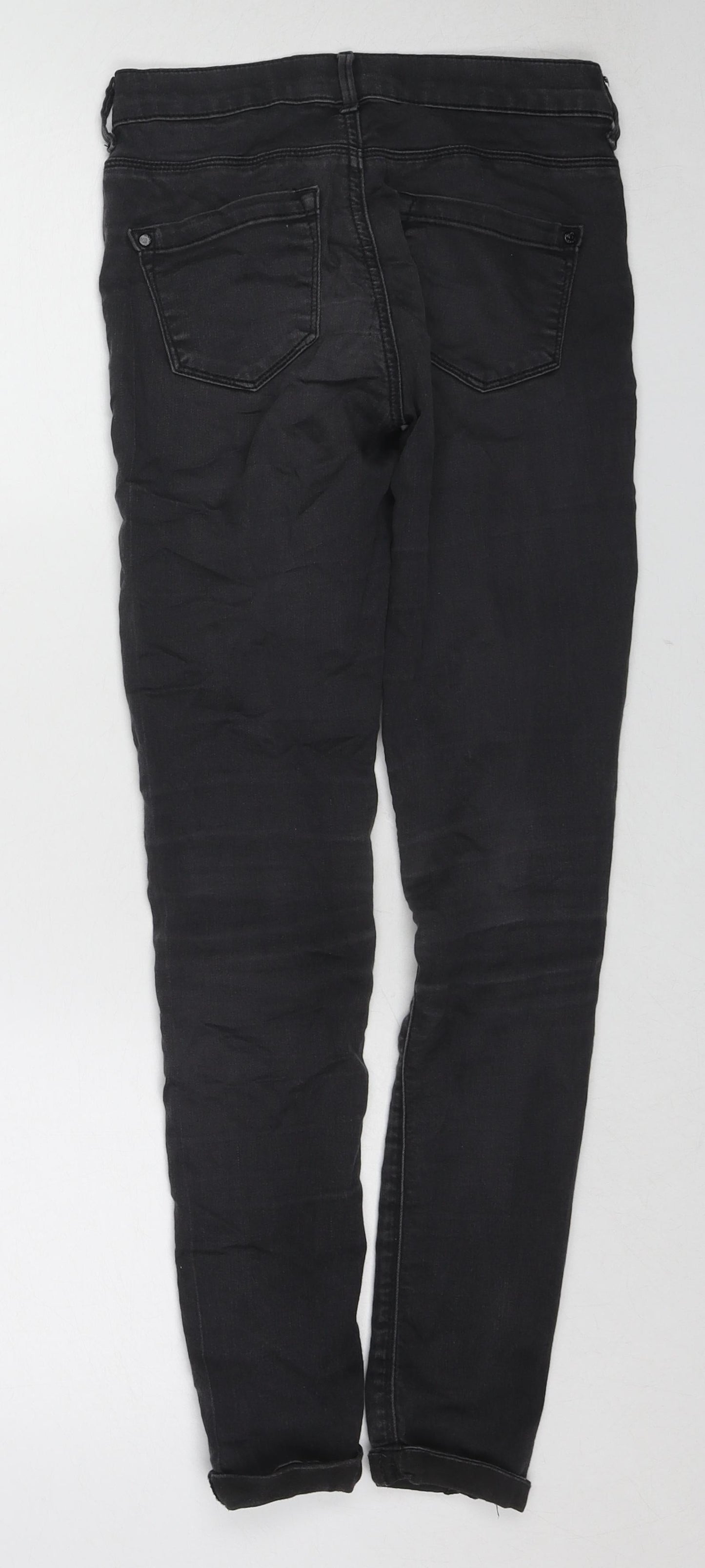 Topshop Womens Black Cotton Skinny Jeans Size 25 in L30 in Regular Zip