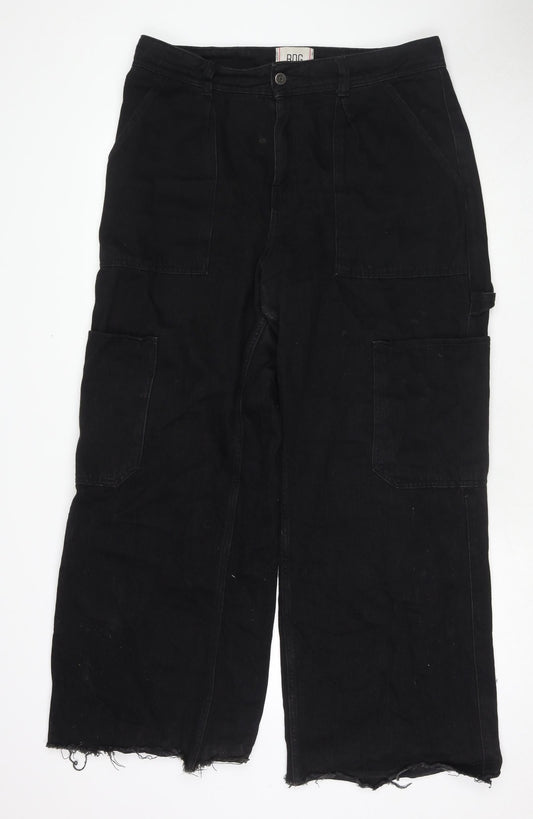 BDG Womens Black Cotton Wide-Leg Jeans Size 31 in L29 in Regular Zip - Cargo