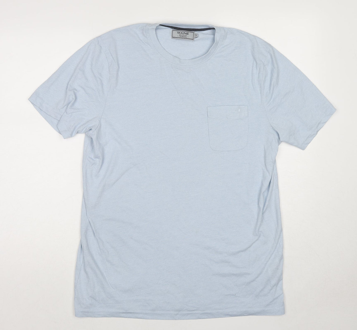 Maine Mens Blue Cotton T-Shirt Size M Round Neck