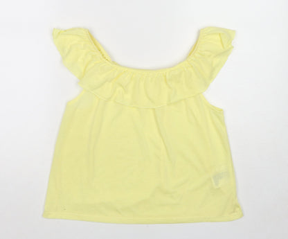H&M Girls Yellow Cotton Basic Tank Size 11-12 Years Off the Shoulder Pullover