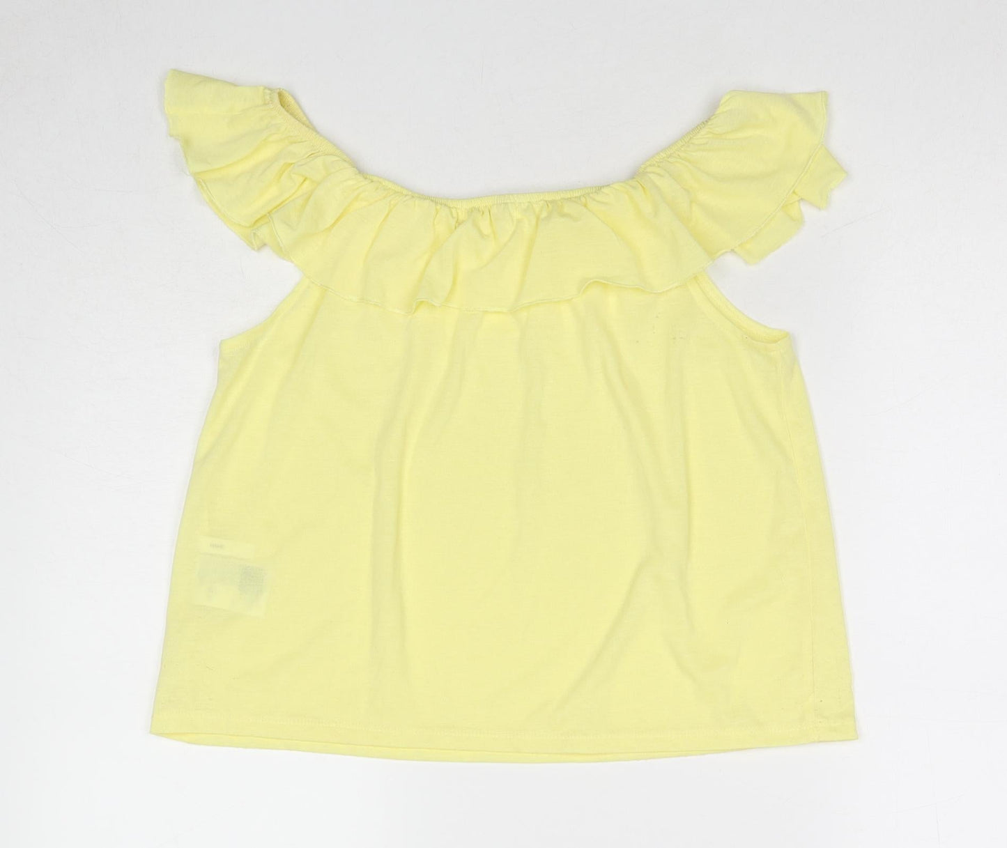 H&M Girls Yellow Cotton Basic Tank Size 11-12 Years Off the Shoulder Pullover