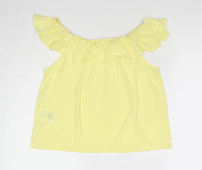 H&M Girls Yellow Cotton Basic Tank Size 11-12 Years Off the Shoulder Pullover