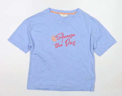 Womens UK Size S Marks and Spencer Blue Basic T-Shirt