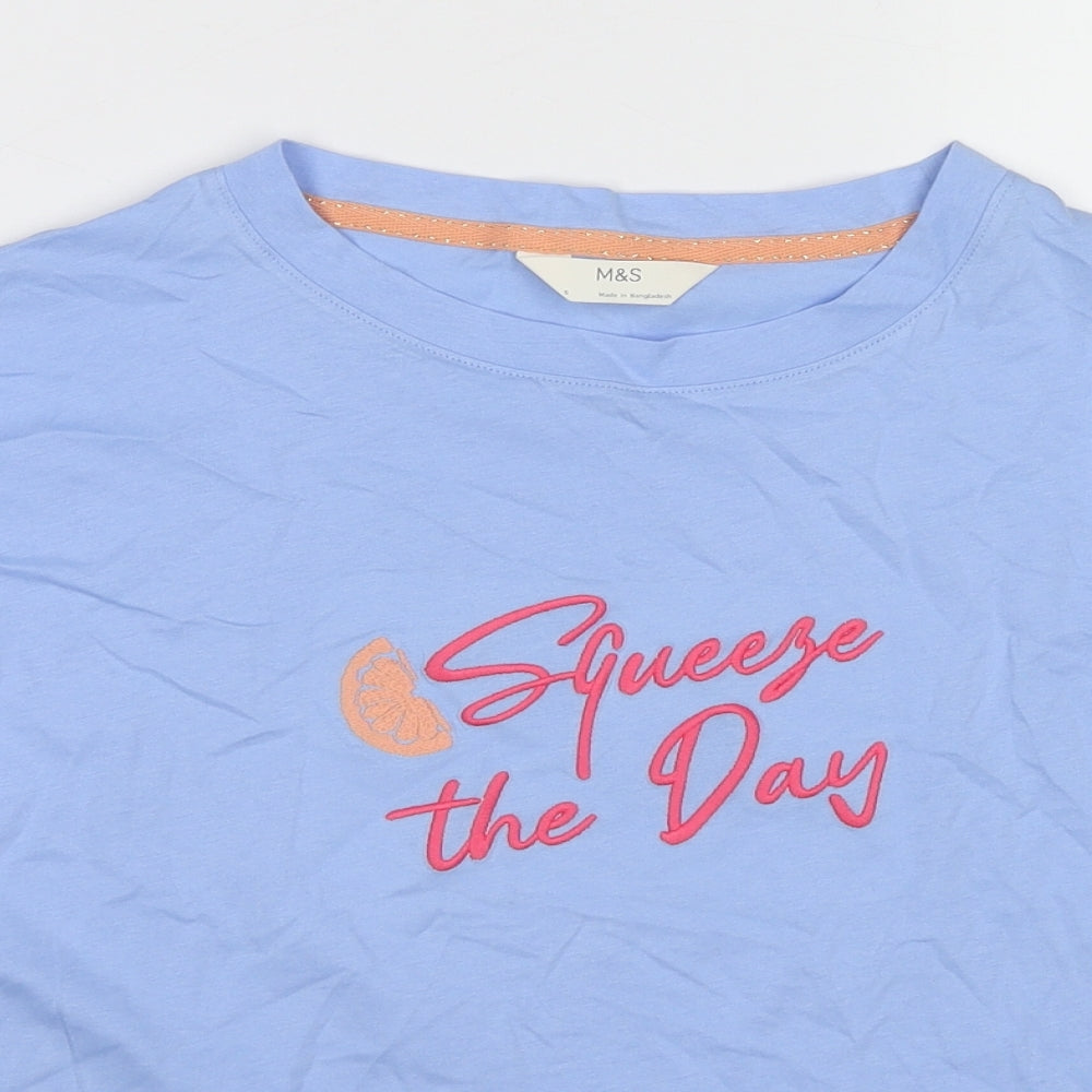 Womens UK Size S Marks and Spencer Blue Basic T-Shirt