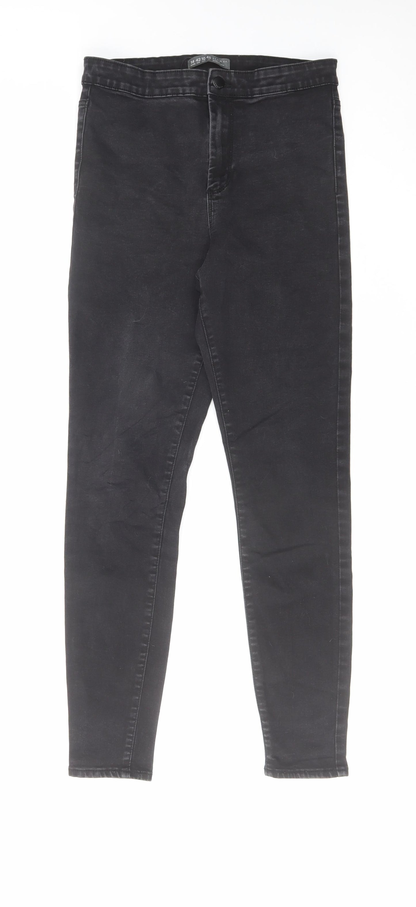 Denim & Co. Womens Grey Cotton Skinny Jeans Size 14 L28 in Regular Zip