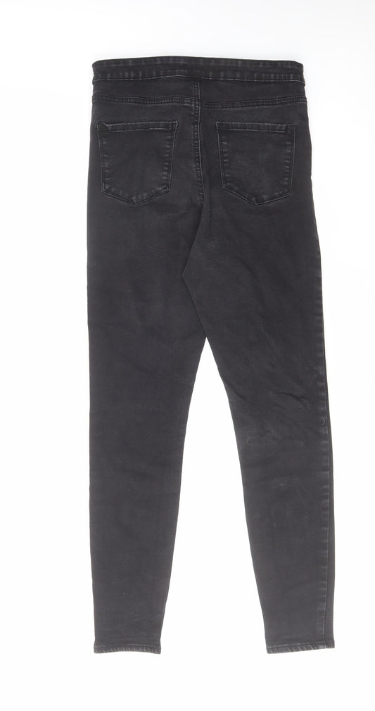 Denim & Co. Womens Grey Cotton Skinny Jeans Size 14 L28 in Regular Zip