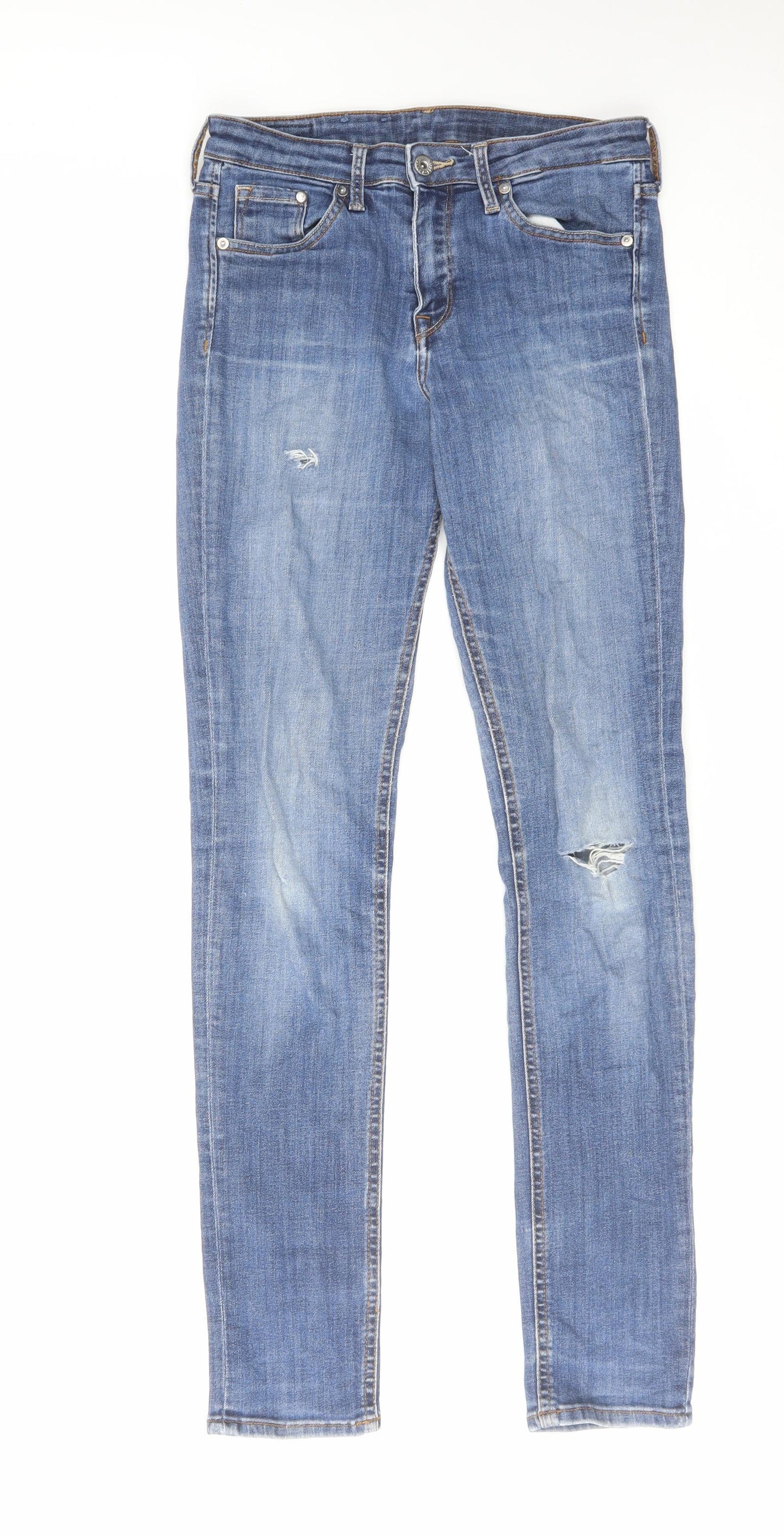 H&M Mens Blue Cotton Skinny Jeans Size 28 in L32 in Regular Zip