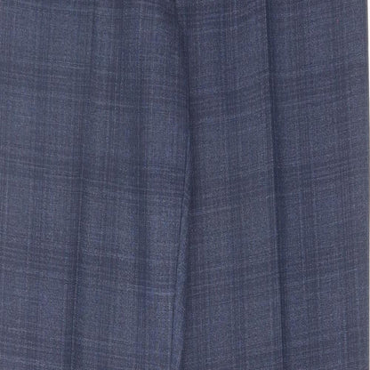 NEXT Mens Blue Check Polyester Dress Pants Trousers Size 32 in L33 in Regular Zip