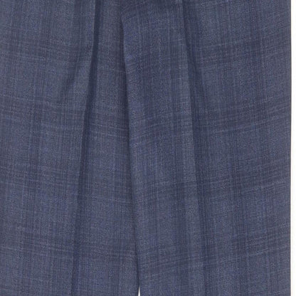 NEXT Mens Blue Check Polyester Dress Pants Trousers Size 32 in L33 in Regular Zip