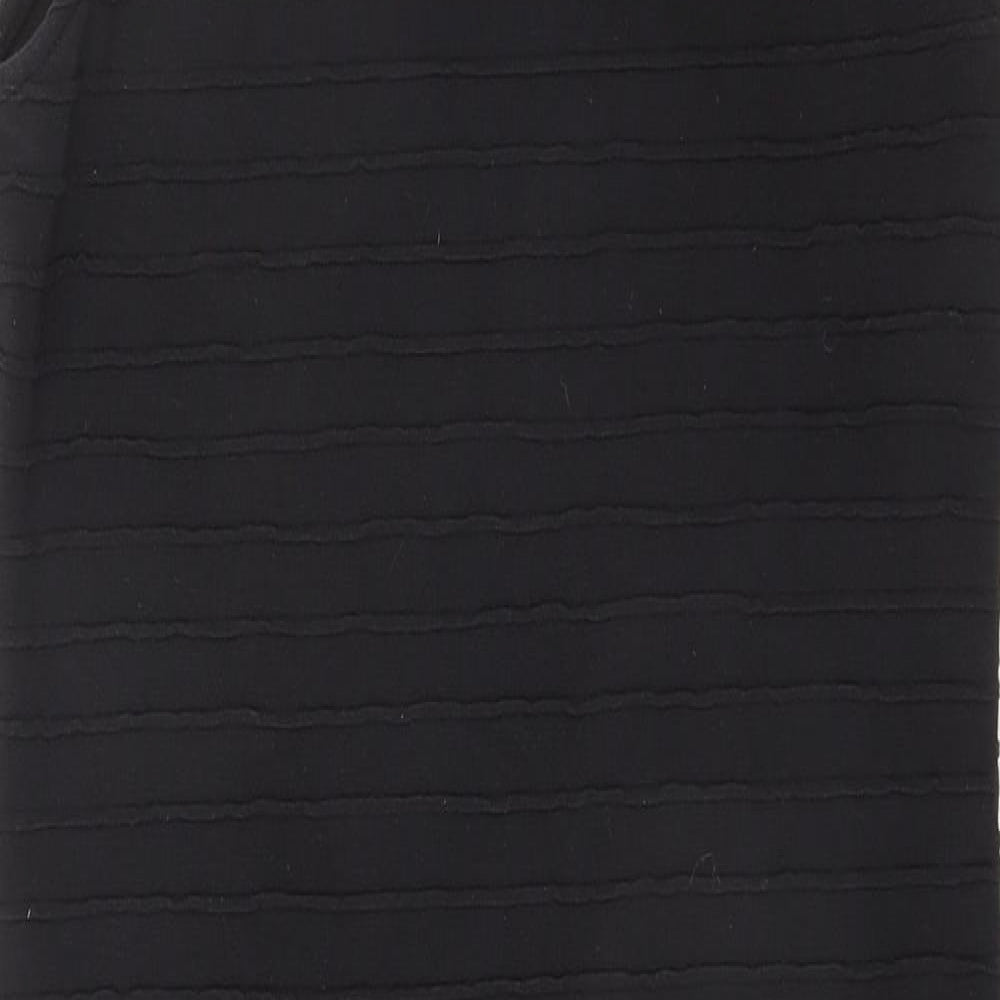 Dorothy Perkins Womens Black Polyester Bodycon Size 12 Mock Neck Zip - Textured
