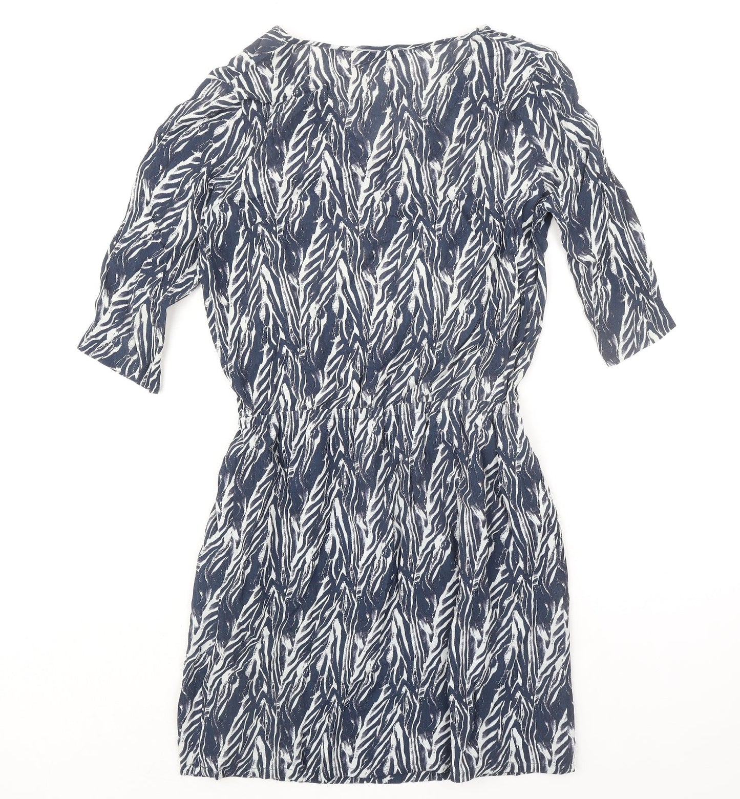 Maison de Nimes Womens Blue Geometric Viscose Shift Size 10 V-Neck