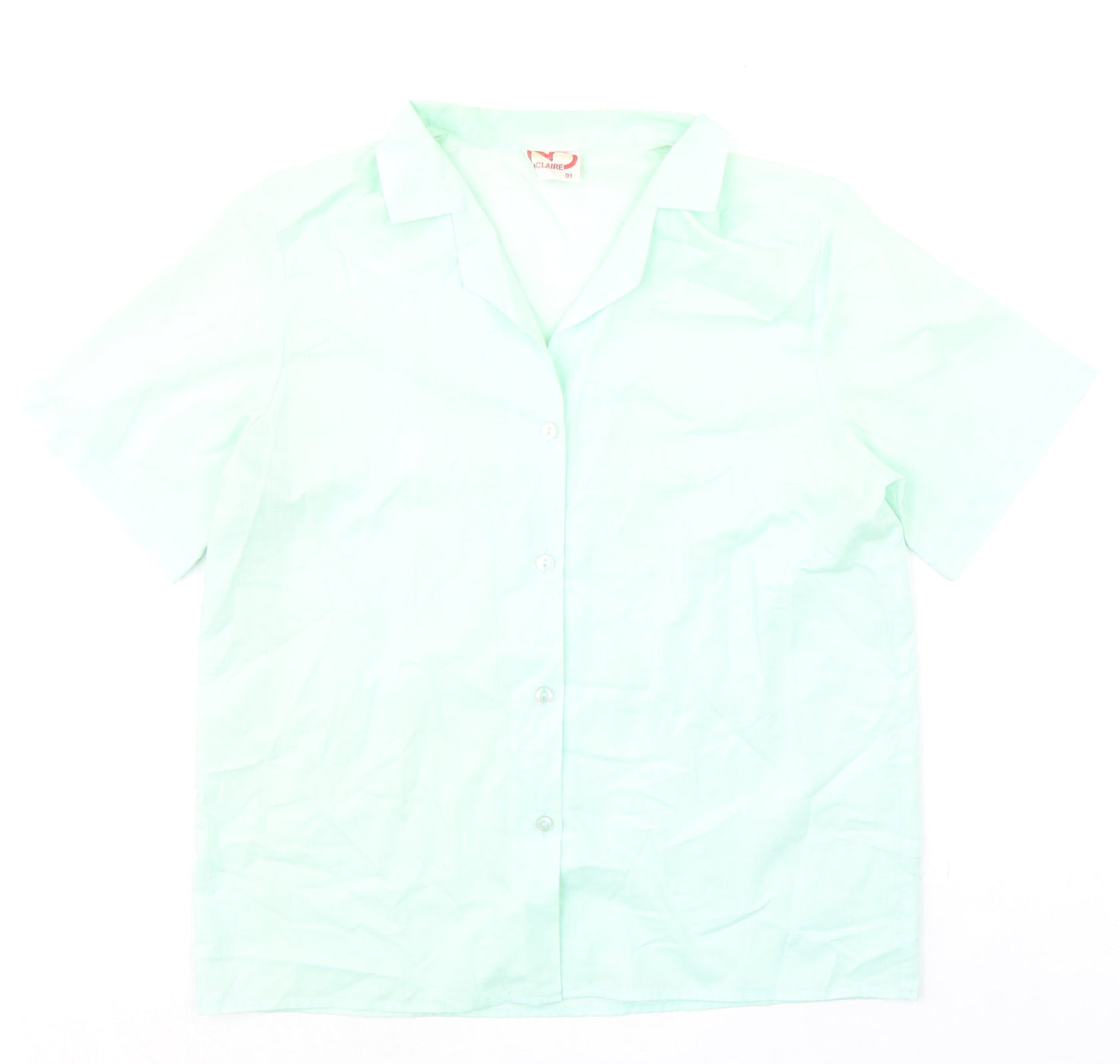 Claire Womens Green Polyester Basic Button-Up Size 14 Collared