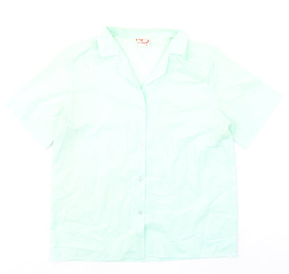 Claire Womens Green Polyester Basic Button-Up Size 14 Collared