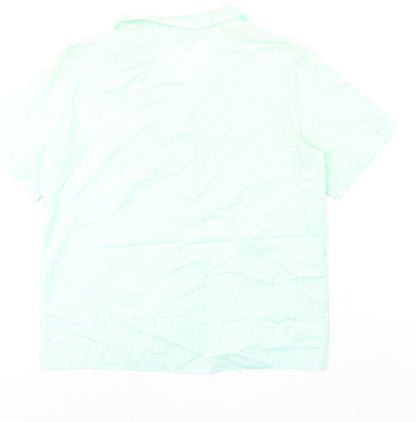 Claire Womens Green Polyester Basic Button-Up Size 14 Collared