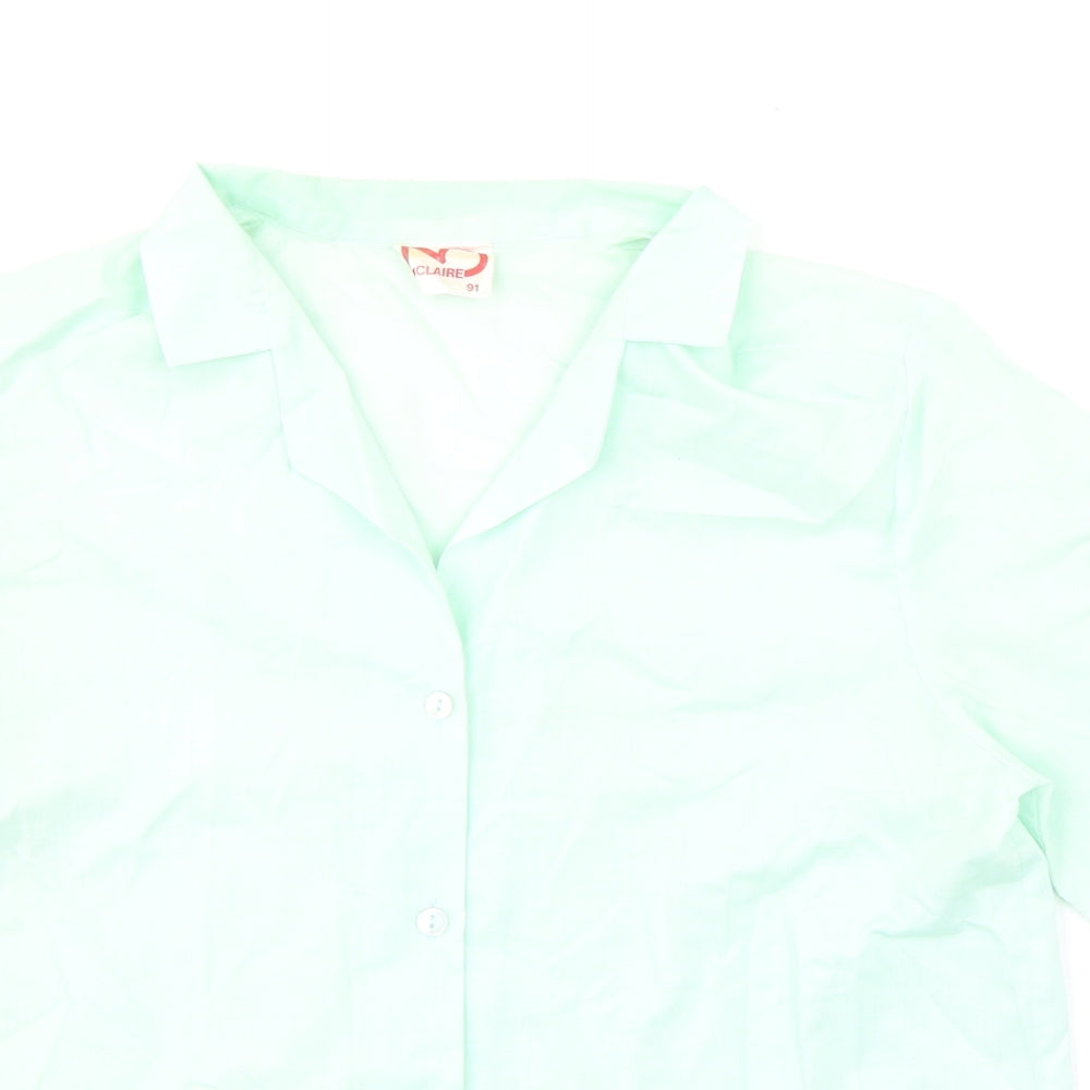 Claire Womens Green Polyester Basic Button-Up Size 14 Collared