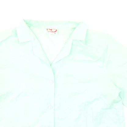 Claire Womens Green Polyester Basic Button-Up Size 14 Collared