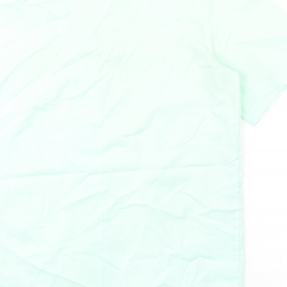 Claire Womens Green Polyester Basic Button-Up Size 14 Collared