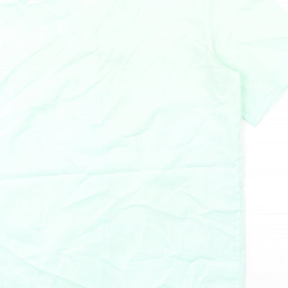 Claire Womens Green Polyester Basic Button-Up Size 14 Collared