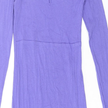 mamalicious Womens Purple Lyocell Bodycon Size XS Scoop Neck Pullover