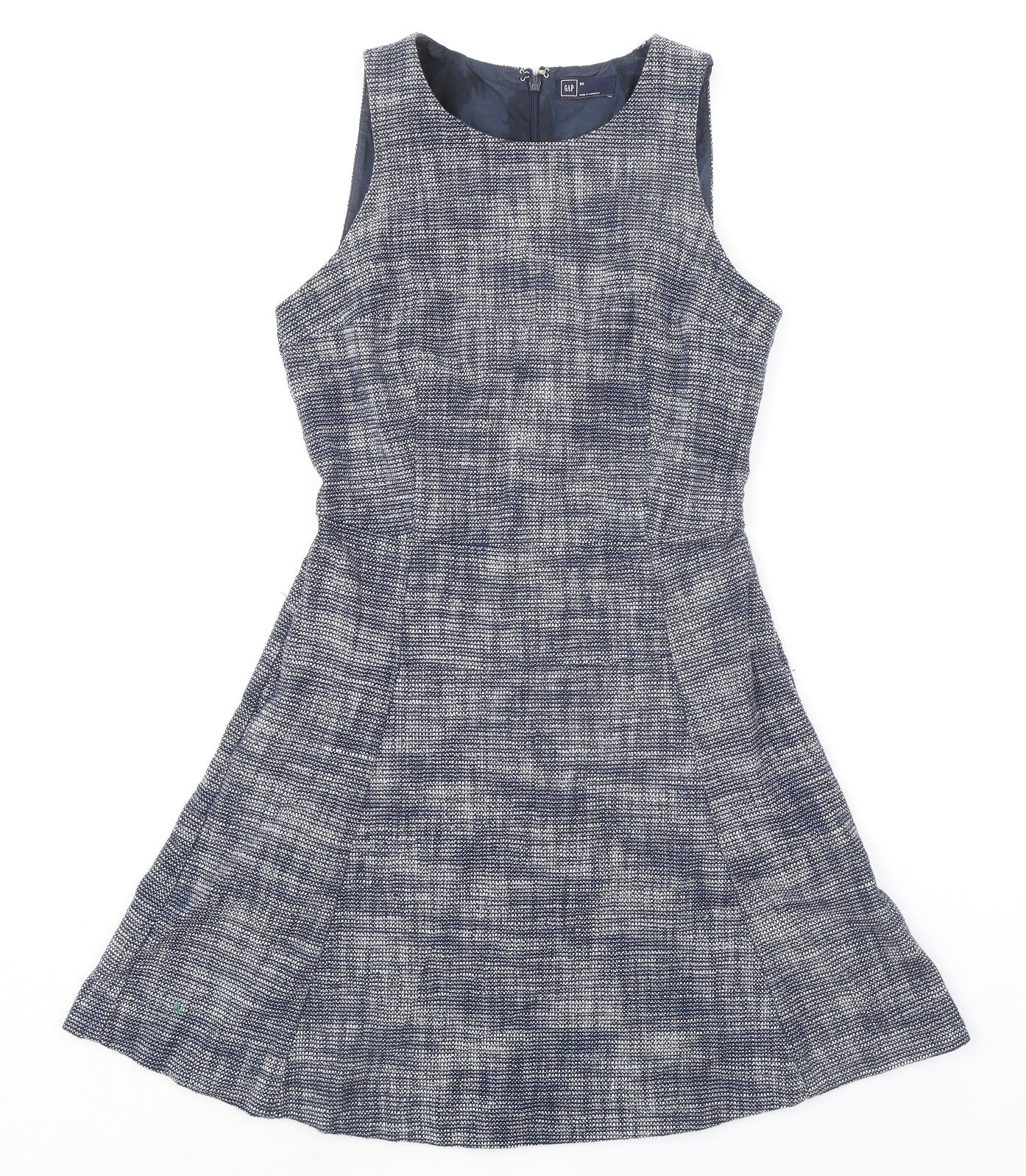 Gap Womens Blue Cotton Fit & Flare Size 4 Boat Neck Zip