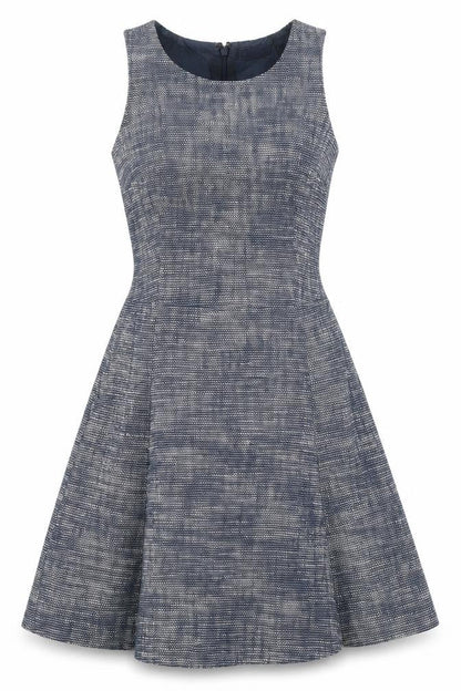 Gap Womens Blue Cotton Fit & Flare Size 4 Boat Neck Zip