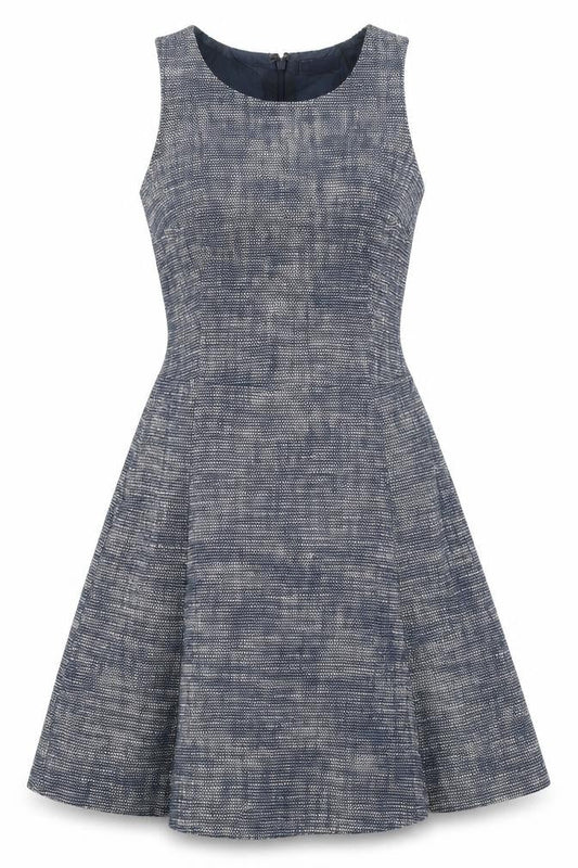 Gap Womens Blue Cotton Fit & Flare Size 4 Boat Neck Zip