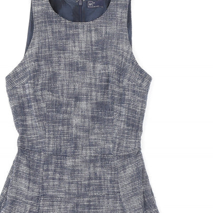 Gap Womens Blue Cotton Fit & Flare Size 4 Boat Neck Zip