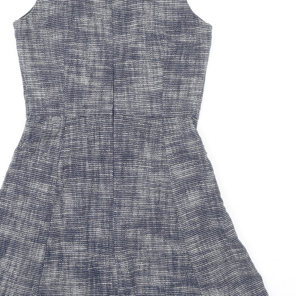 Gap Womens Blue Cotton Fit & Flare Size 4 Boat Neck Zip