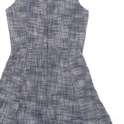 Gap Womens Blue Cotton Fit & Flare Size 4 Boat Neck Zip