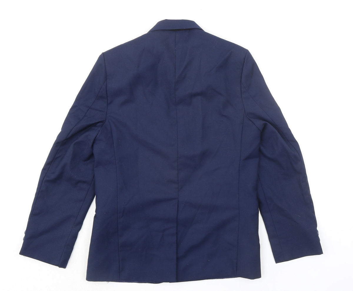Back view of VivaKi boys’ blue jacket, size 8, years button - suit jacket