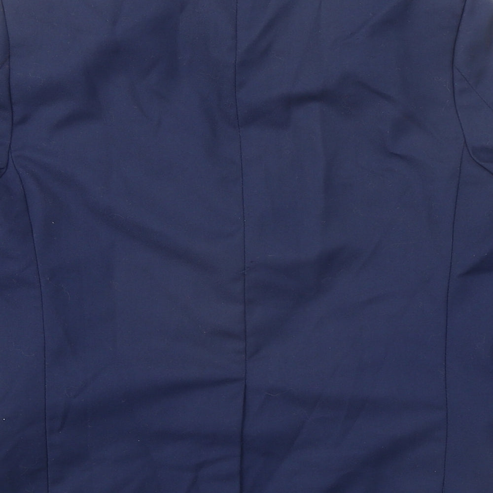Brand and care label for VivaKi boys’ blue jacket, size 8, years button - suit jacket