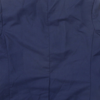 Brand and care label for VivaKi boys’ blue jacket, size 8, years button - suit jacket