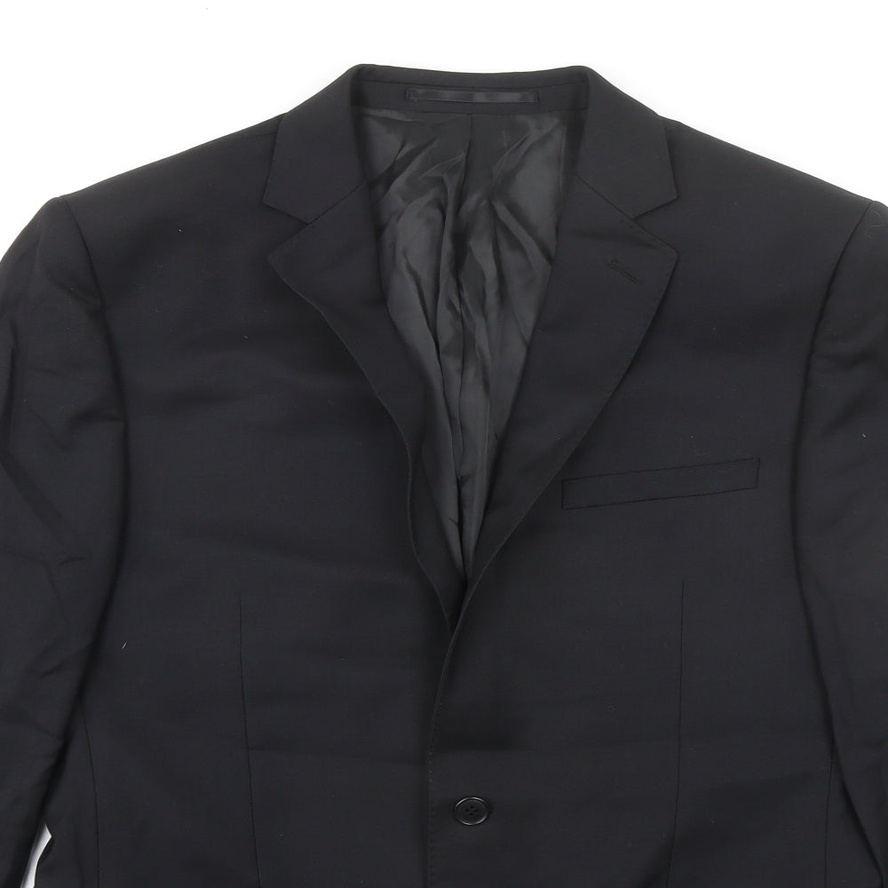 Mens UK Size 40 Lanificio Regular Black Suit Jacket
