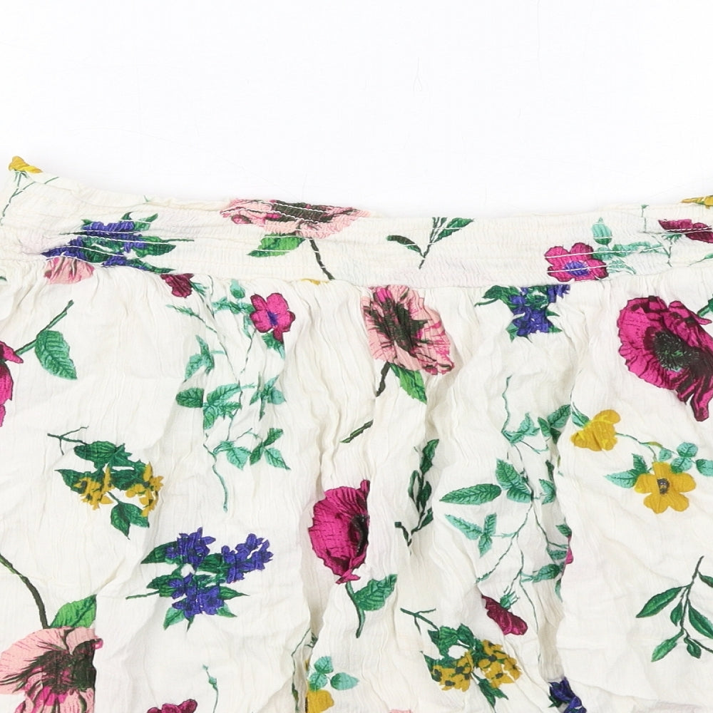 Old Navy Womens Ivory Floral Viscose A-Line Skirt Size M