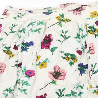 Old Navy Womens Ivory Floral Viscose A-Line Skirt Size M